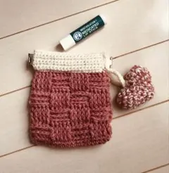 バネ口ポーチ　ハンドメイド　編み物