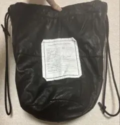 巾着　レザーバッグ　黒