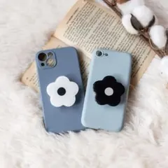 ポップソケット　フラワー　花　iPhoneケース　スマホグリップ　くすみカラー