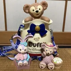 【美品】ダッフィー×シェリーメイMサイズ 2体セット＋ポップコーンバケットおまけ 美品】ダッフィー×シェリーメイMサイズ 2体セット＋ポップコーン