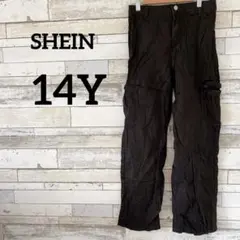 SHEIN 【14Y】黒 カーゴパンツ ワークパンツ レディース ワイド