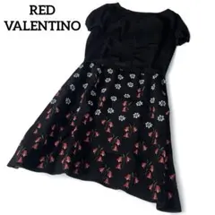 美品 RED VALENTINO フリルドットシースルー ノースリーブワンピース 