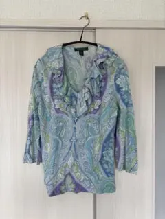 LAUREN RALPH LAUREN ペイズリー柄 フリル カットソー【L】のサムネイル