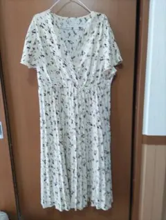 ☆大きいサイズXL☆カシュクール半袖ロングワンピースふんわりプリーツ