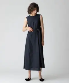 allureville リネンライクオックスラップワンピース ネイビー 紺 S