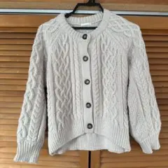 ライトベージュ ケーブルニット カーディガン Sサイズ