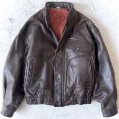 良品 インターメッツォ 羊革 Lサイズ 中綿入 短丈 ジャケットブルゾン 茶色