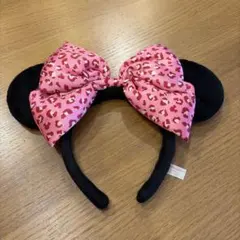 ミニー　カチューシャ　ピンクヒョウ柄