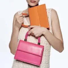 ZARA ザラ ハンドバッグ ショルダーバッグ ミニバッグ オレンジ 2way