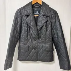 Aquascutum ブラック キルティングレザージャケット