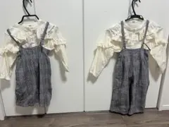 長袖とサロペットのおそろコーデセット