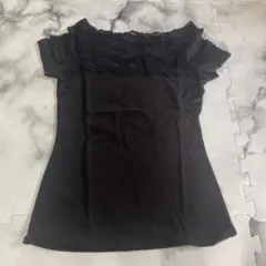 H&M 黒 レース オフショルダー 半袖トップス