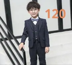 新品未使用　フォーマル　入学式　120 ネイビー　チェック　3点セット