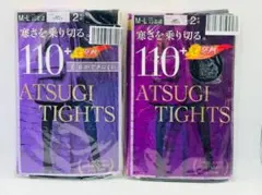 計4足セットアツギ 110デニール 光発熱タイツ M-L ブラック 2足組×2