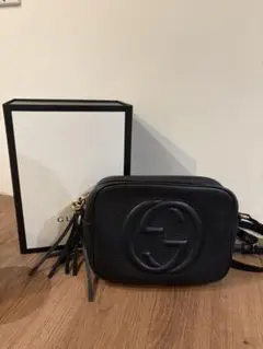 希少✨️GUCCI ソーホー レザー スモールディスコバッグ ブラック GUCCI】グッチ『ソーホー レザー スモール ディスコバッグ