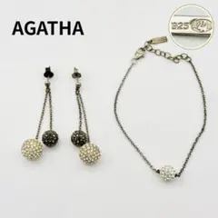 AGATHA シルバー925 ピアス ブレスレット セット パヴェ クリスタル