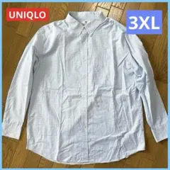 3XL ユニクロ ファインクロス チェック シャツ ボタンダウン 長袖