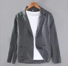 リネン カジュアルジャケット メンズ 軽量 通気性◎ チャコールグレー