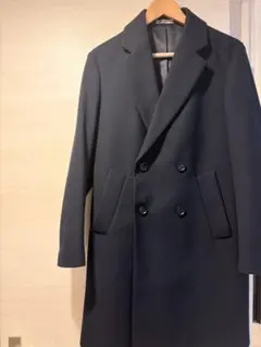 ZARA ダークブルー ダブルブレスト チェスターコート EU 38
