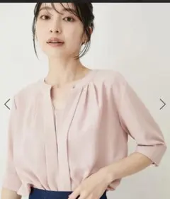 【洗える・EASY CARE】2WAYフロントタック5分袖ブラウス