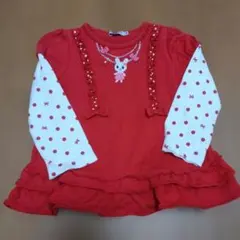 ☆美品☆ ミキハウス 赤い長袖Tシャツ 90 スワロフスキー