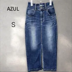 アズール＊デニムタイトスカート 【S】 ハイウエスト スリット入 脚長