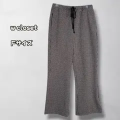 S0510　フレアパンツ　千鳥格子柄　ウエストゴム　ブラウン×ブラック　Fのサムネイル