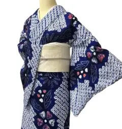 A63有松鳴海絞り 高級浴衣 花 綿 美品 手縫い仕立て - メルカリ