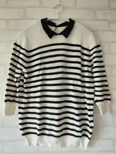 GU　ジーユー　ボーダー　七分袖ニット　Ｌサイズ