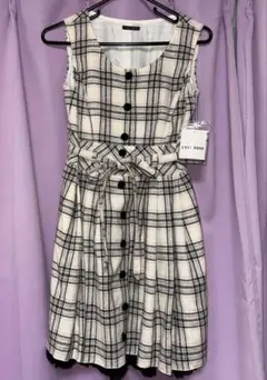 【L’EST ROSE】チェック柄ノースリーブワンピース タグ付き定価19950