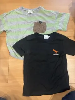 F.O.KIDS グレー緑ストライプTシャツ 110