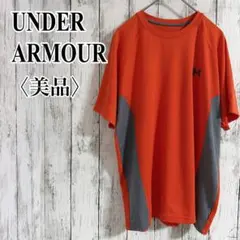 美品【アンダーアーマー】半袖Tシャツ オレンジ×グレー バイカラー SMスポーツ