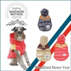 【新品】マンダリンブラザーズ ウッドフードダウンベスト ネイビー　 Lサイズ