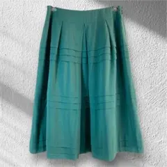 Sybilla フレアスカート　タック　ティアードLグリーン　上質　通勤春685