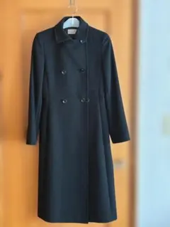 カシミヤ　ロングコート　ブラック　ブルーフォックス襟