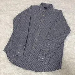 【Lサイズ】Polo Ralph Lauren BLAIRE長袖チェックシャツ青