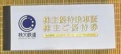 秩父鉄道 株主優待乗車証 株主ご優待券 2027年6月30日までのサムネイル