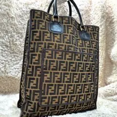 美品 FENDI フェンディ ズッカ 大容量 ボストンバッグ 出張 キャンバス