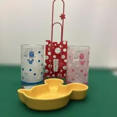 (11-28)Disneyミッキー型皿とグラスとキッチンペーパースタンドセット