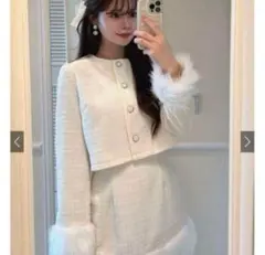 GRL ツイードファージャケット×ミニスカートセットアップ[dk1298]