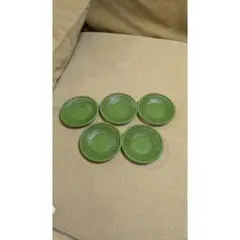 緑色の編み目模様 茶托 5枚セット
