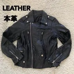 本革 ライダースジャケット ブラックのサムネイル