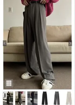 GRL タックセンタープレスストレートワイドパンツ