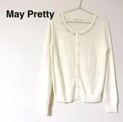 May Pretty ビジュー付き クルーネック カーディガン アイボリー Mのサムネイル