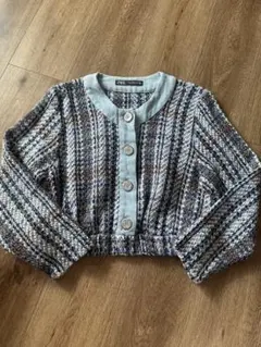 ZARA コントラストテクスチャーデニムトップス