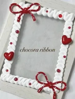 【473】B7 数量限定 赤ドットリボン ハート ホイップデコ 硬質ケース