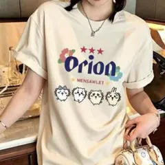 Orion プリント 半袖Tシャツ アプリコット ビッグTシャツ 3XL