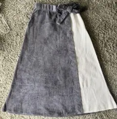 ザラ　コーデュロイ　バイカラー　ロングスカート　Aライン