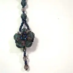 【美品】ビーズネックレス チョーカー フラワーモチーフ ブルークリアヴィンテージ