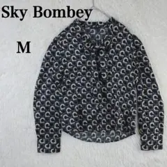 【スカイボンバー】 ボウタイシャツブラウス 総柄 M ブラック